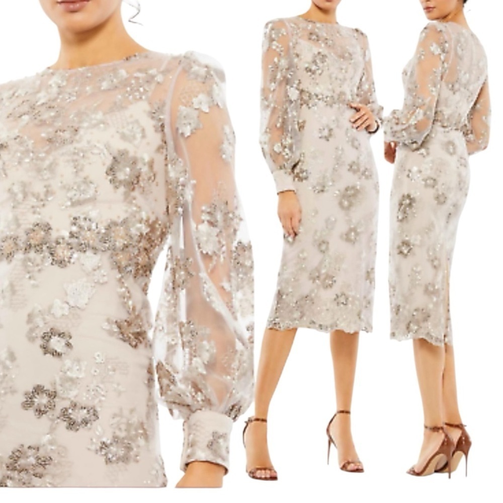 Mac Duggal NWT 70237 Embellished Midi Dress